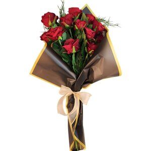 Dozen Dark Red Artificial Roses Bouquet Valentines Day Gift for Wife Romantic We